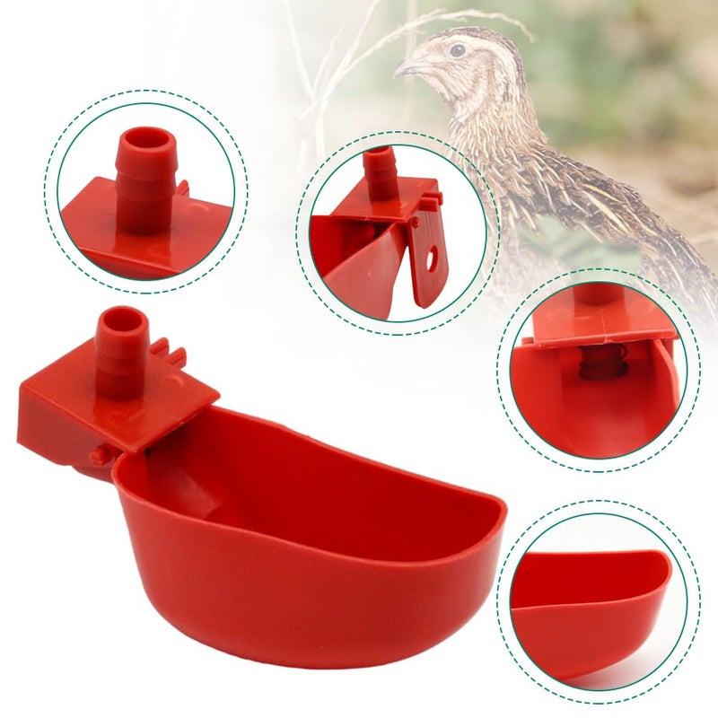 MODUODUO 12Pcs Quail Water Cups Pigeon Automatic Bird Waterer for Cage Hang Drinker Breeding Poultry Drinking Bowls(Red) - Image 5